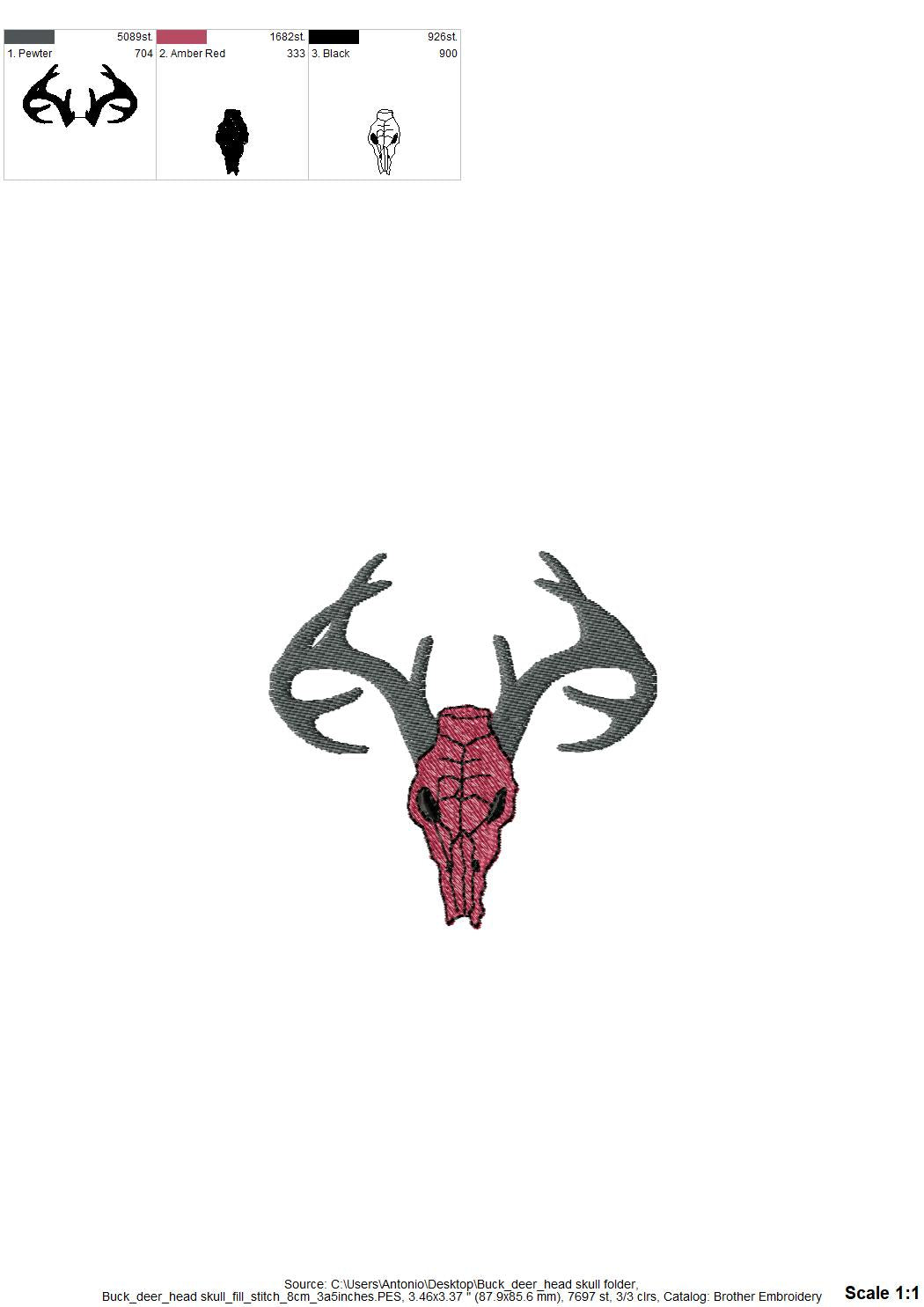 Buck Deer Skull Applique