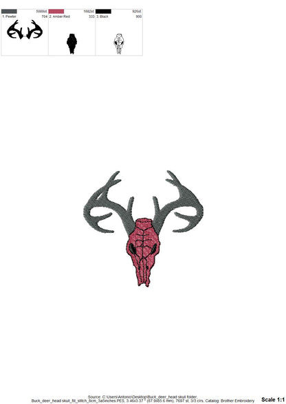 Buck Deer Skull Applique