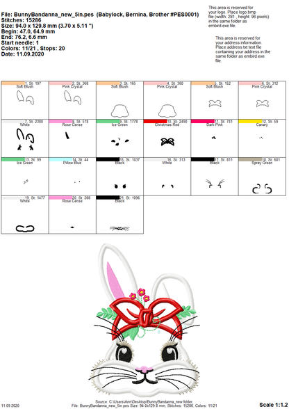 Bunny with Flowers and Bandanna