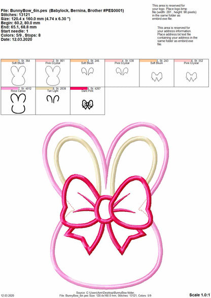 Easter Bunny with Bow Applique