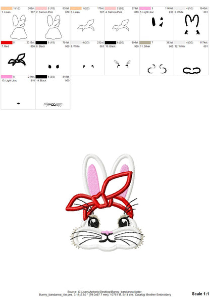 Easter Bunny with Bandanna Applique