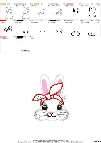 Easter Bunny with Bandanna Applique
