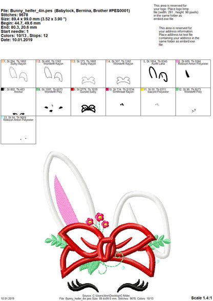 Bunny Girl with Flowers and Bandanna