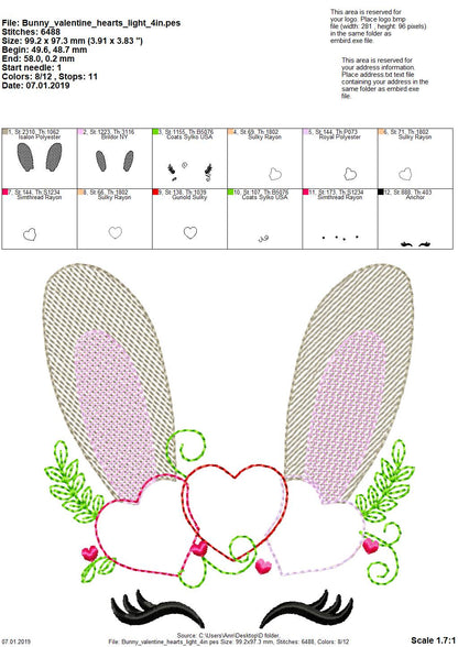 Light Stitch Bunny Face with Heart