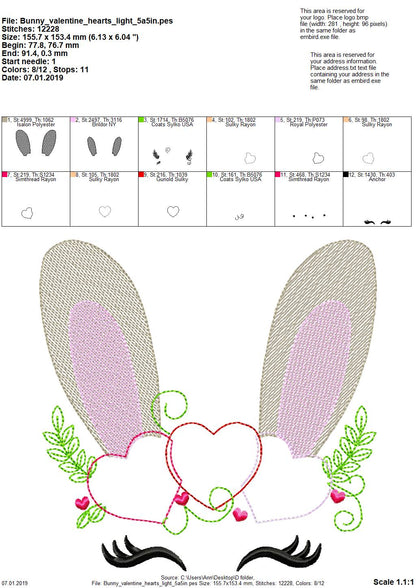 Light Stitch Bunny Face with Heart