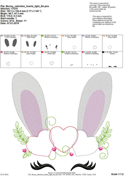 Light Stitch Bunny Face with Heart