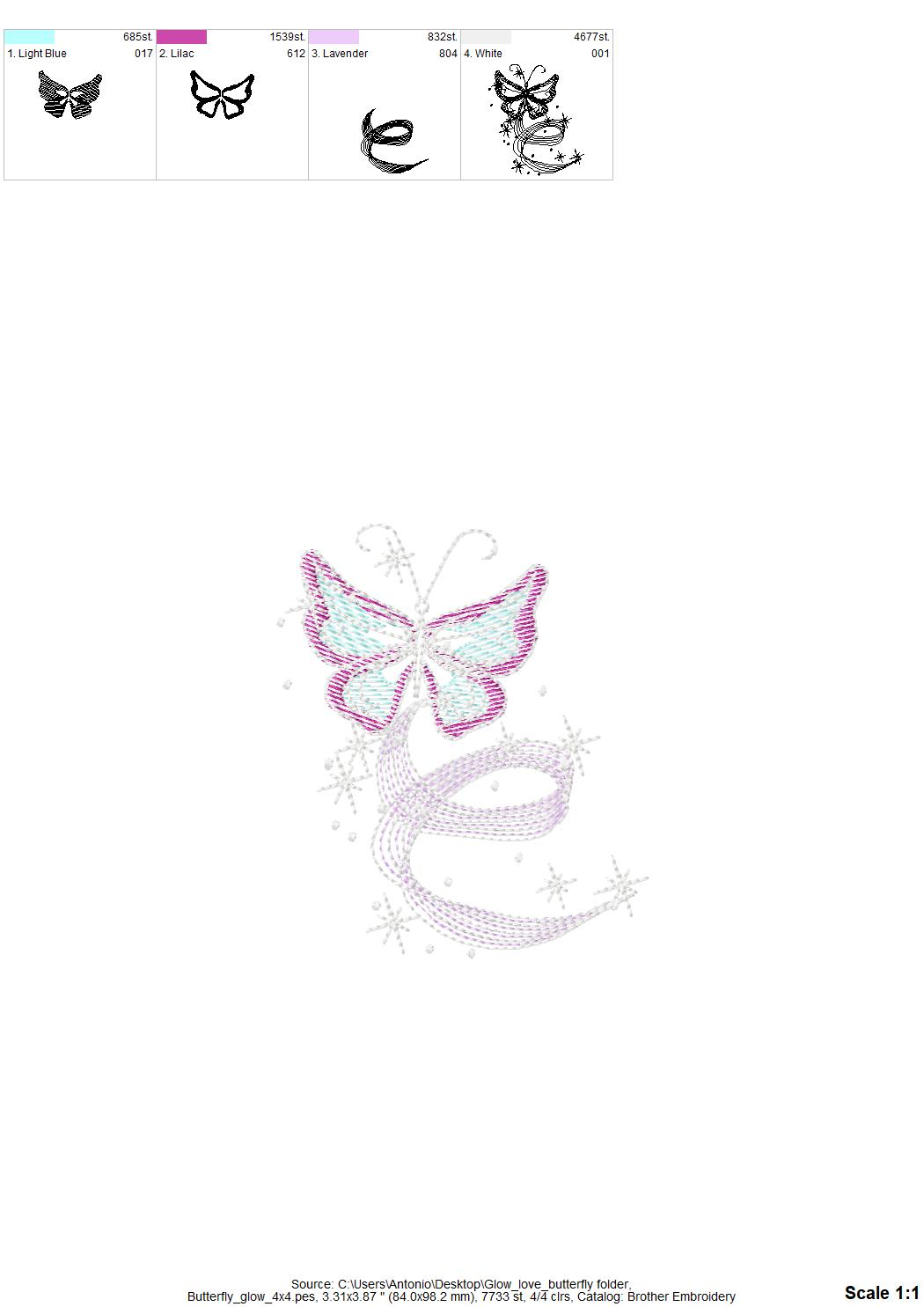 Magic Romantic Dance Butterfly – Sizes 4" 6" 7" 5" Digital Embroidery File | Artapli