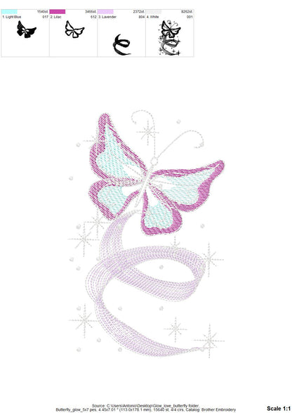 Magic Romantic Dance Butterfly – Butterfly machine embroidery design by Artapli
