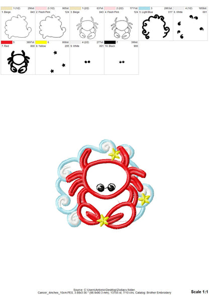 Zodiac Astrology Sign Set of 12 – Girl machine embroidery pattern by Artapli