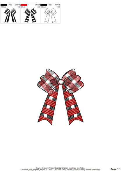 Gingham Plaid Christmas Bow