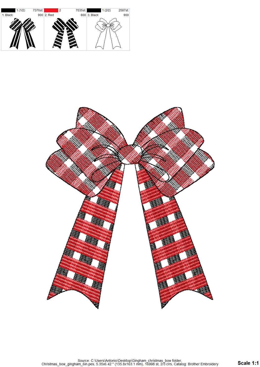 Gingham Plaid Christmas Bow