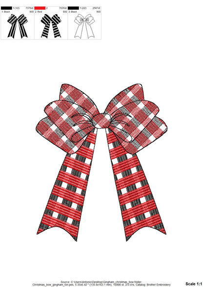 Gingham Plaid Christmas Bow
