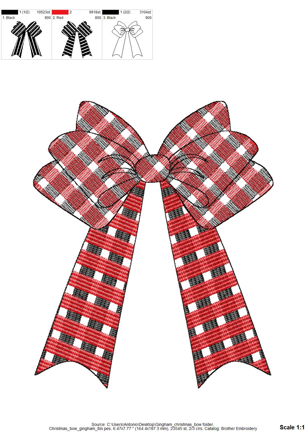 Gingham Plaid Christmas Bow
