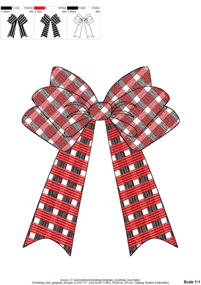 Gingham Plaid Christmas Bow