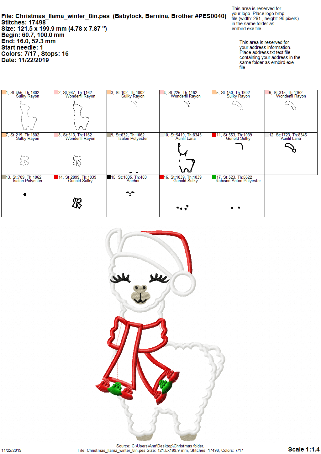 Winter Llama with Santa Hat