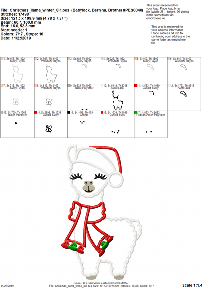 Winter Llama with Santa Hat