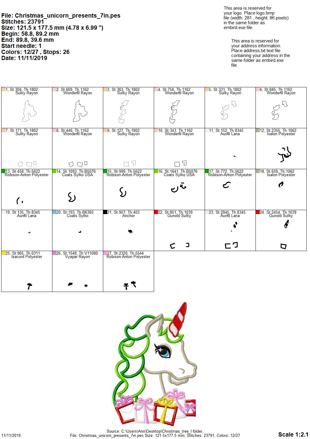 Christmas Unicorn with Gifts