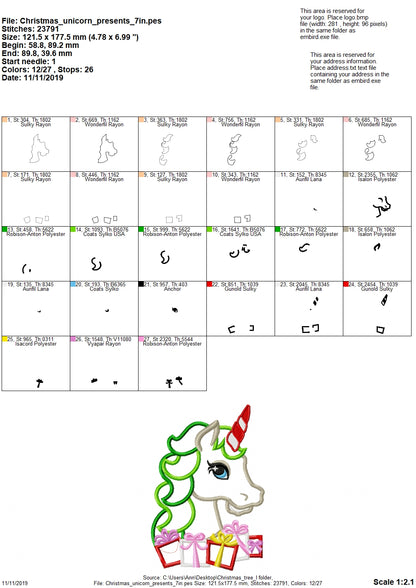Christmas Unicorn with Gifts