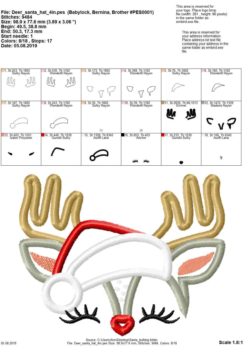 Christmas Deer with Santa Hat