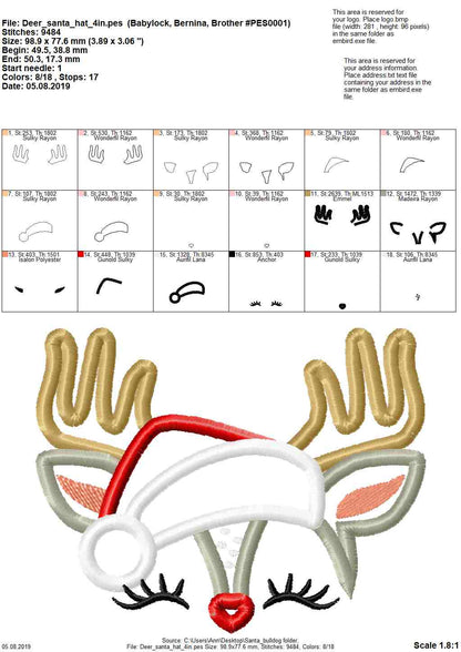 Christmas Deer with Santa Hat