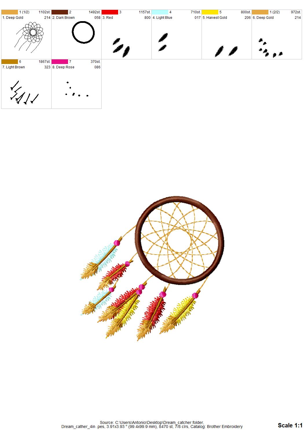 Dream Catcher – Sizes 4" 5" 6" 7" Digital Embroidery File | Artapli