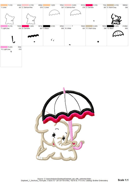 Elephant Baby with Umbrella Set of 3