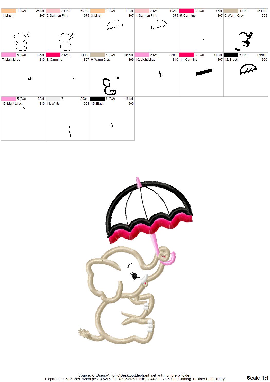 Elephant Baby with Umbrella Set of 3