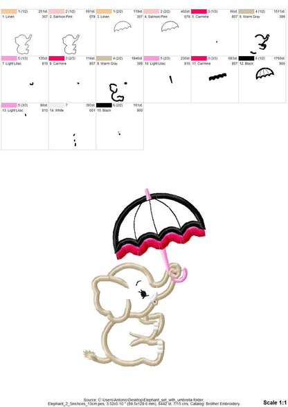 Elephant Baby with Umbrella Set of 3
