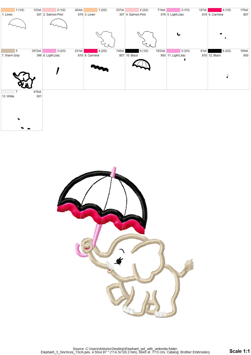 Elephant Baby with Umbrella Set of 3
