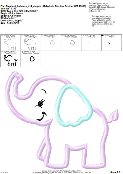 Valentine Elephant with Heart Balloon