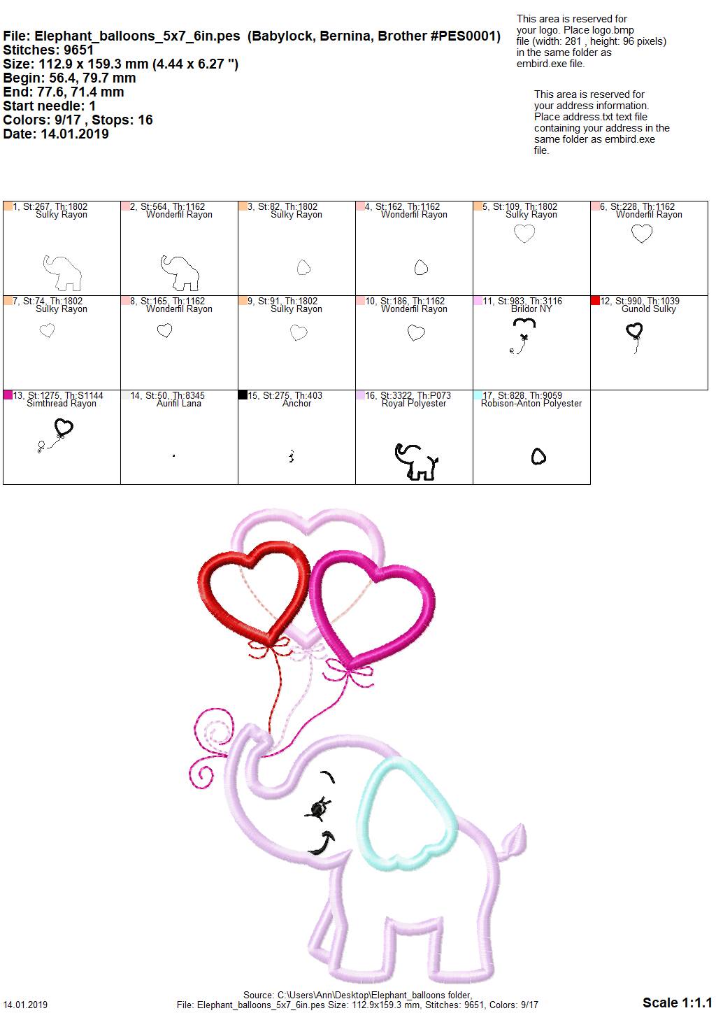 Valentine Elephant with Heart Balloon