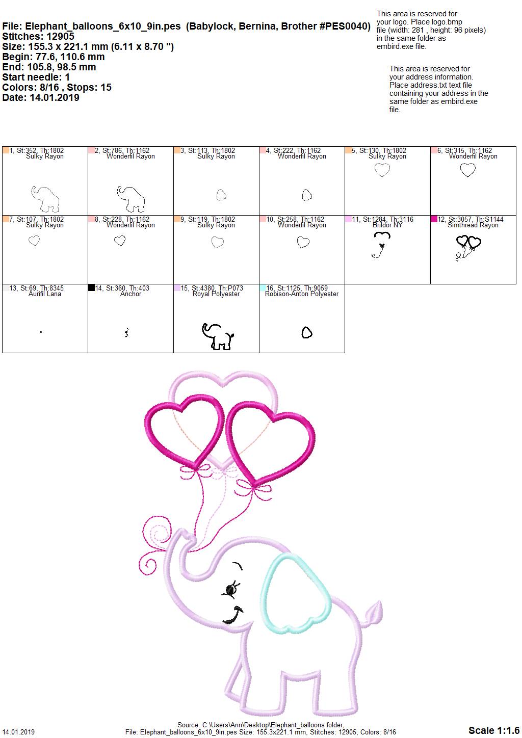 Valentine Elephant with Heart Balloon