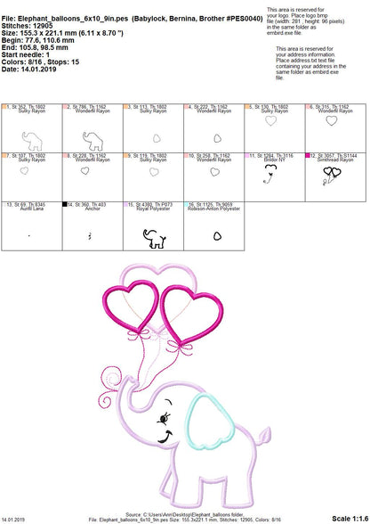 Valentine Elephant with Heart Balloon