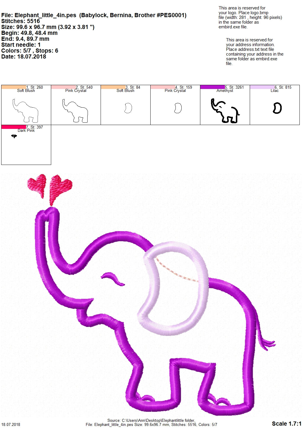 Little Elephant with Heart Splashes