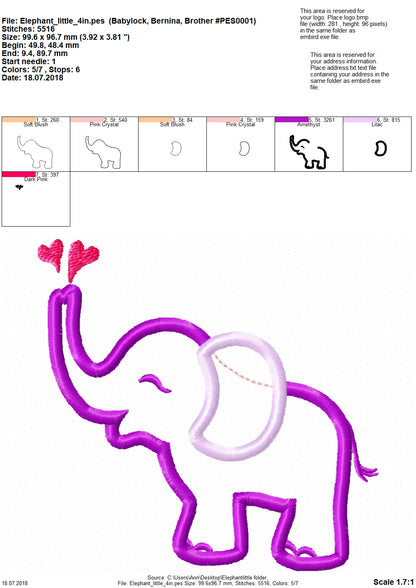 Little Elephant with Heart Splashes