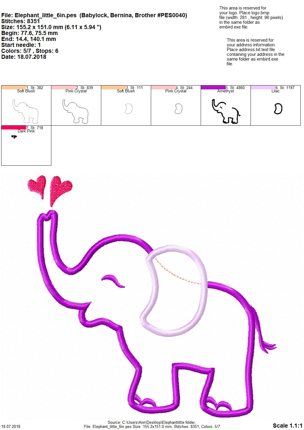Little Elephant with Heart Splashes