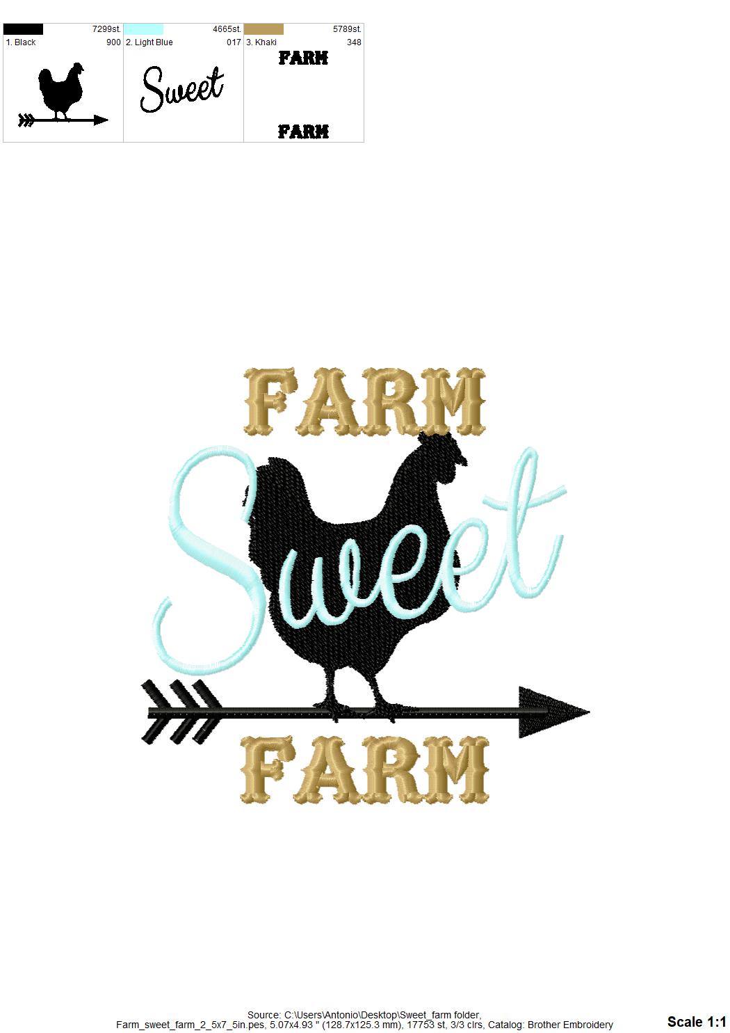 Farm Sweet Farm Saying and Chicken