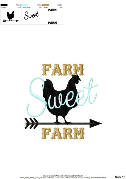 Farm Sweet Farm Saying and Chicken
