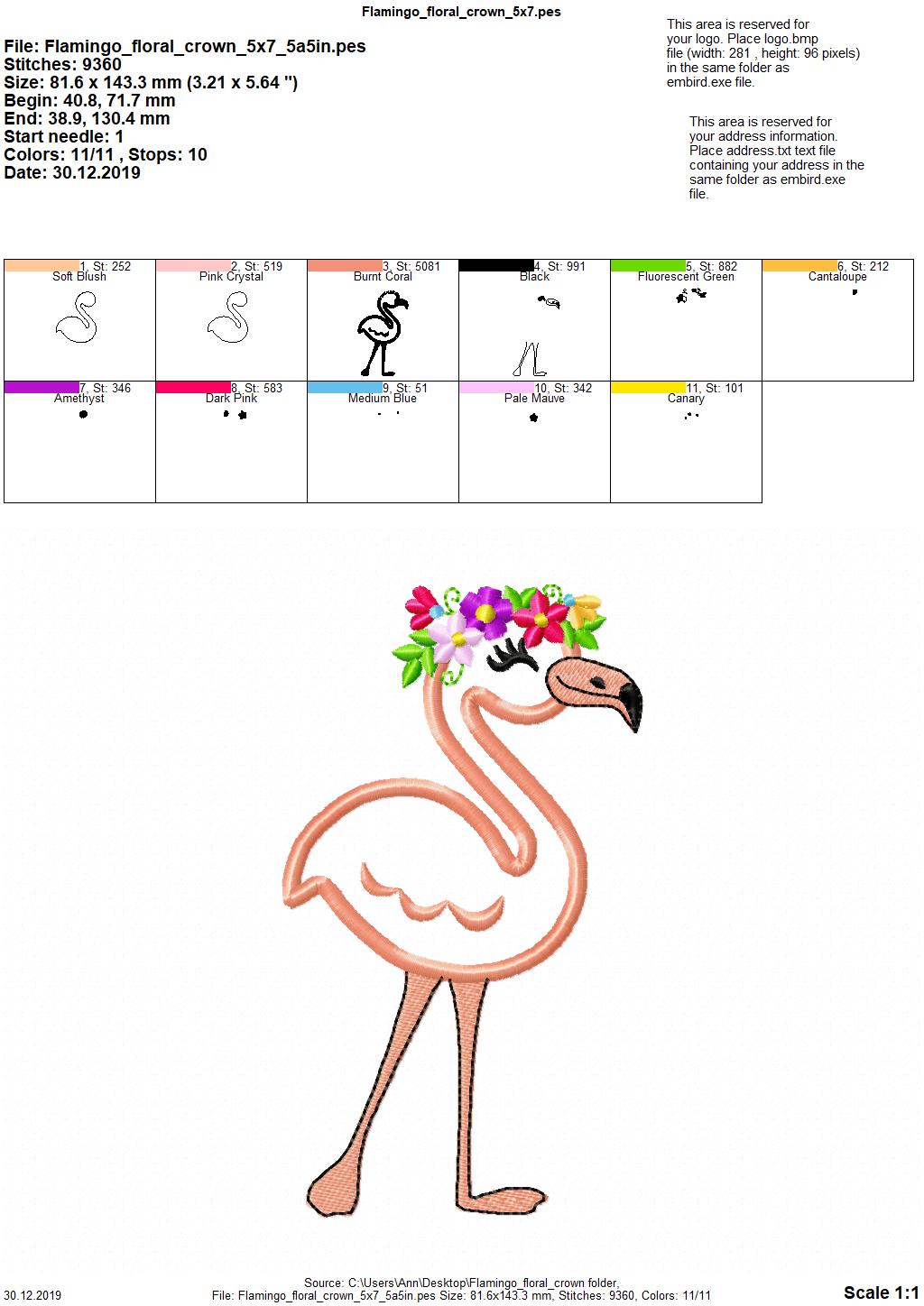 Flamingo with Floral Crown