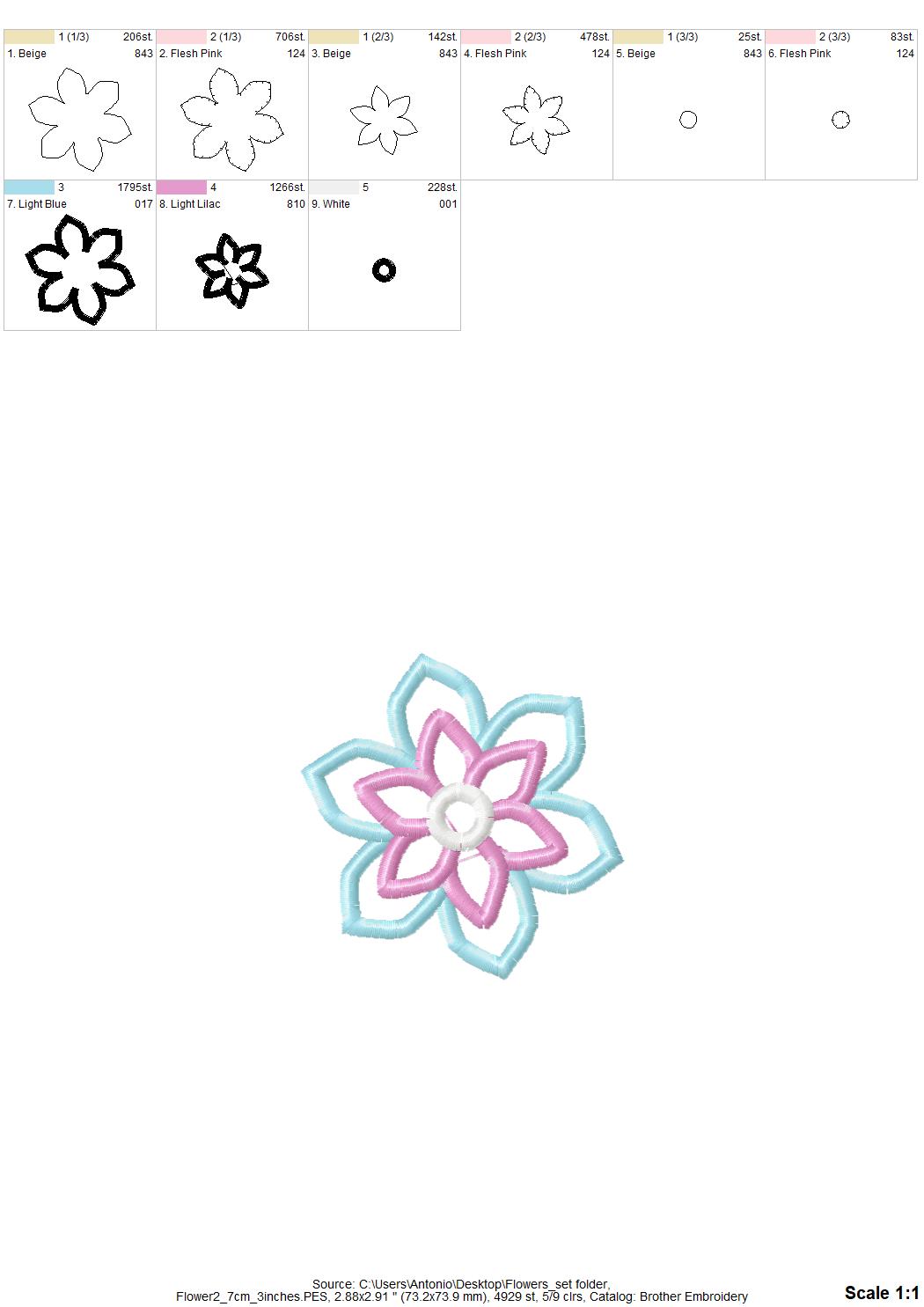 Floral Flower Set of 4