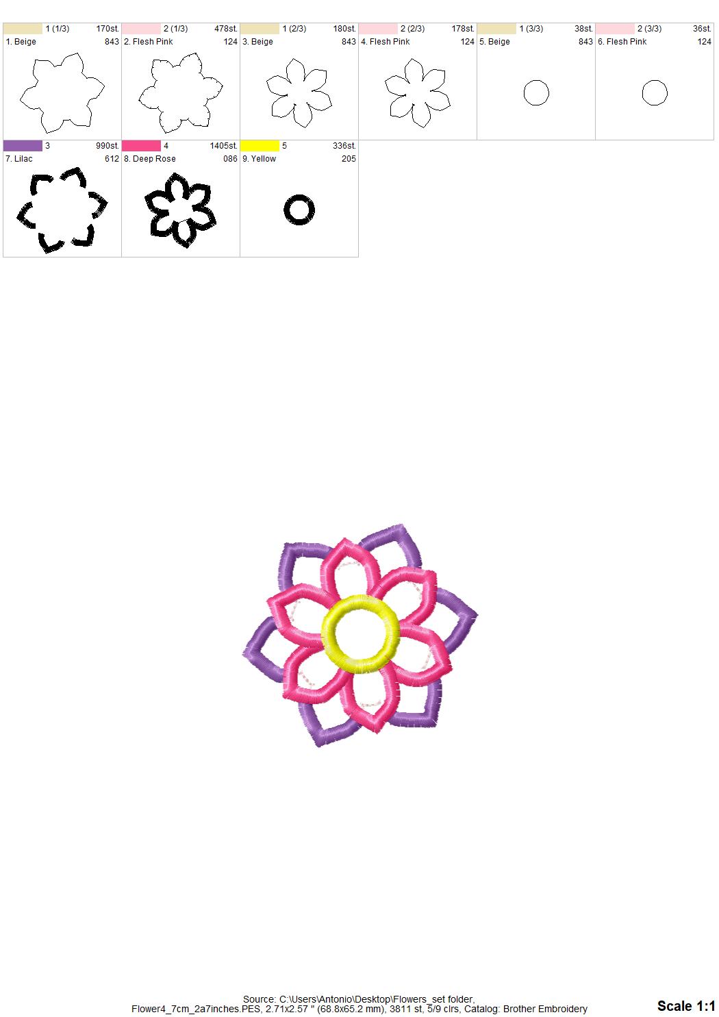 Floral Flower Set of 4