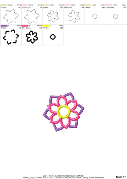 Floral Flower Set of 4