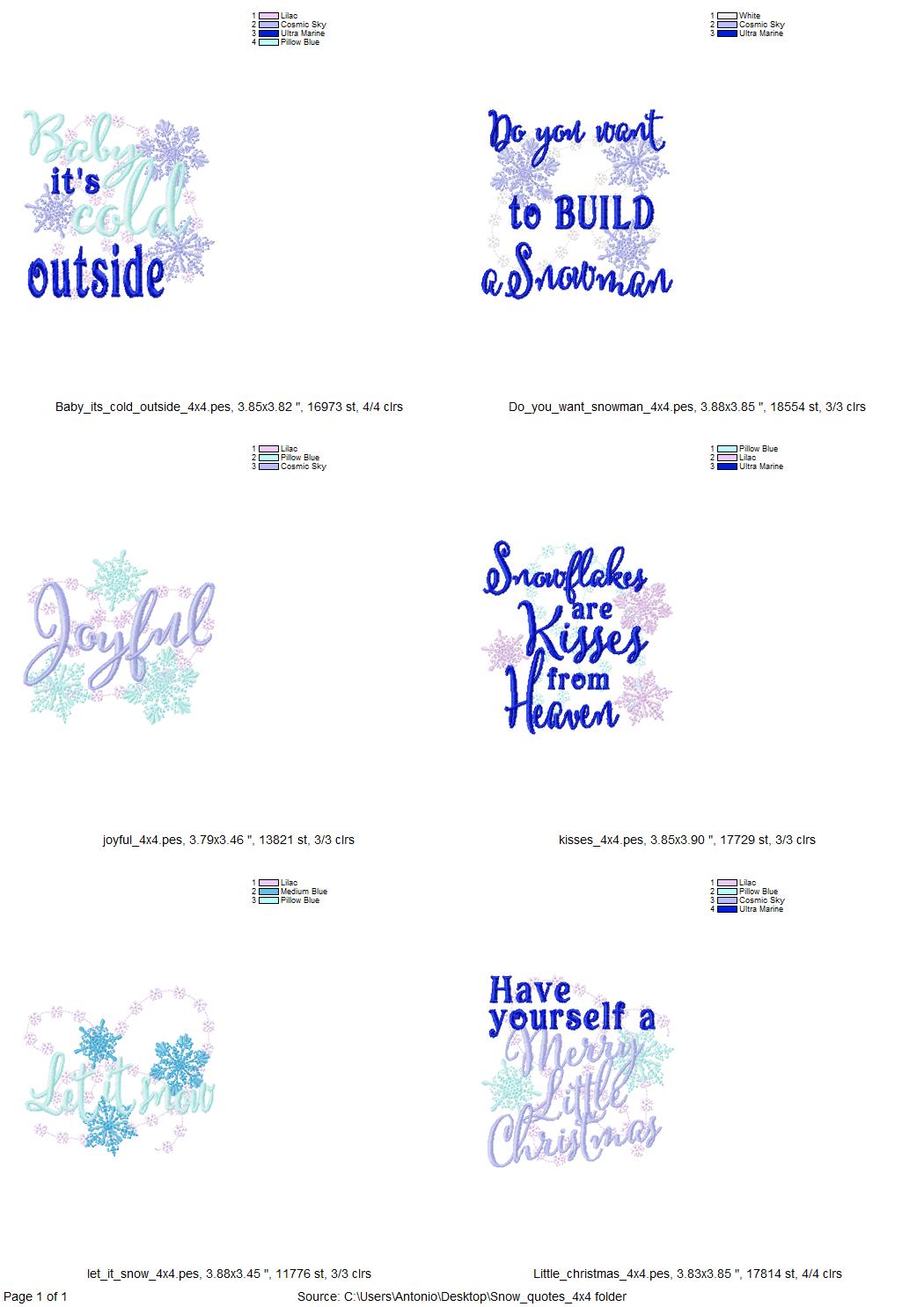 Merry Christmas Saying Set of 6