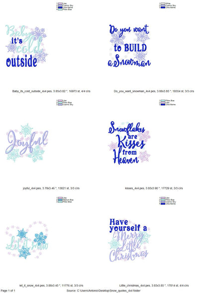 Merry Christmas Saying Set of 6