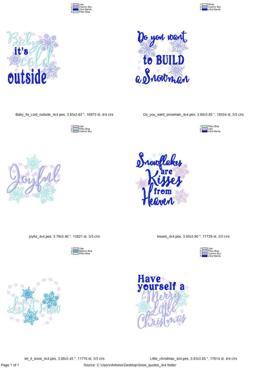 Merry Christmas Saying Set of 6