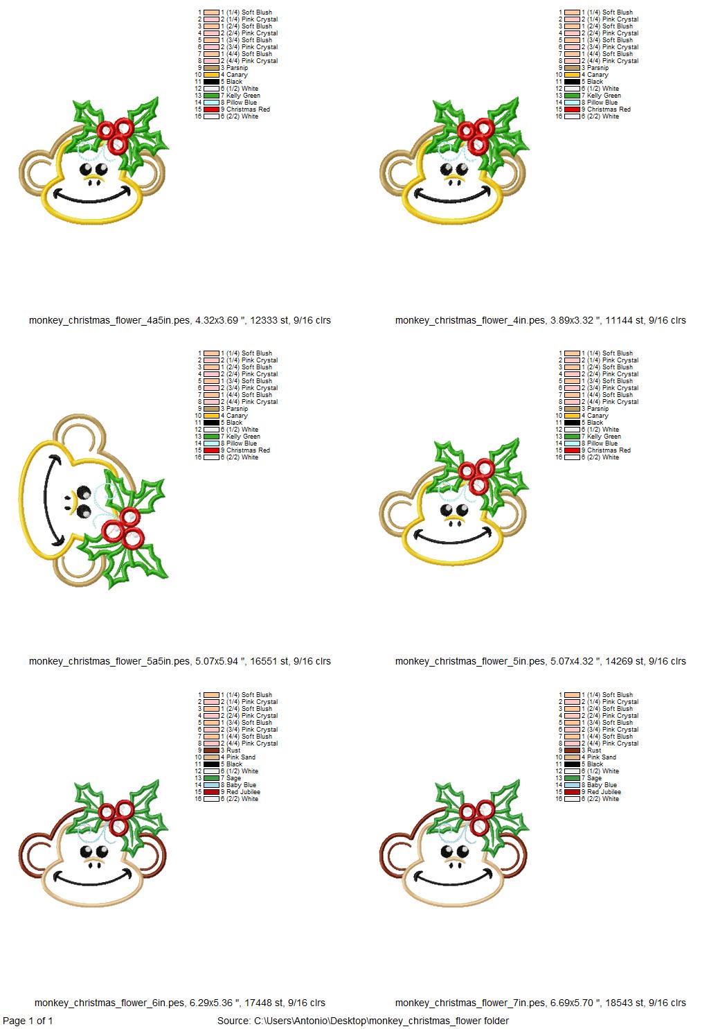 Christmas Monkey Holly Flower