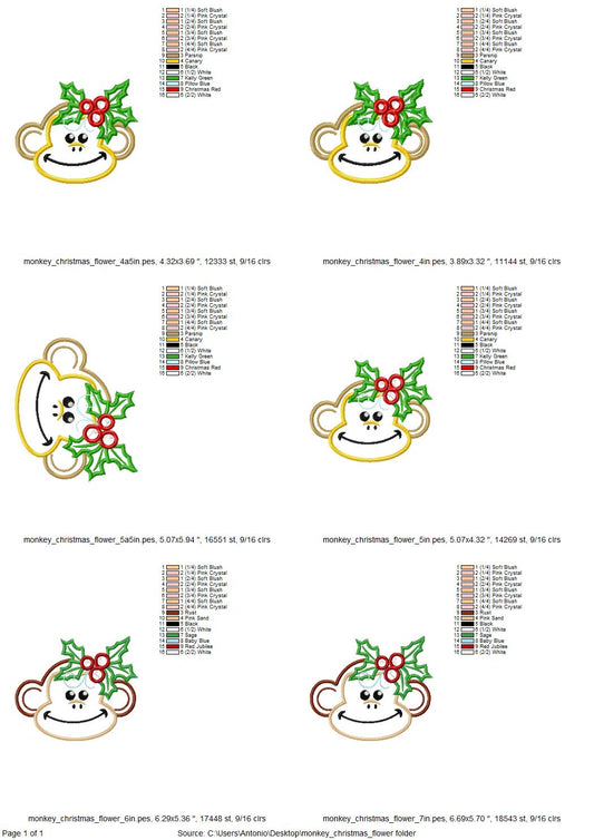 Christmas Monkey Holly Flower