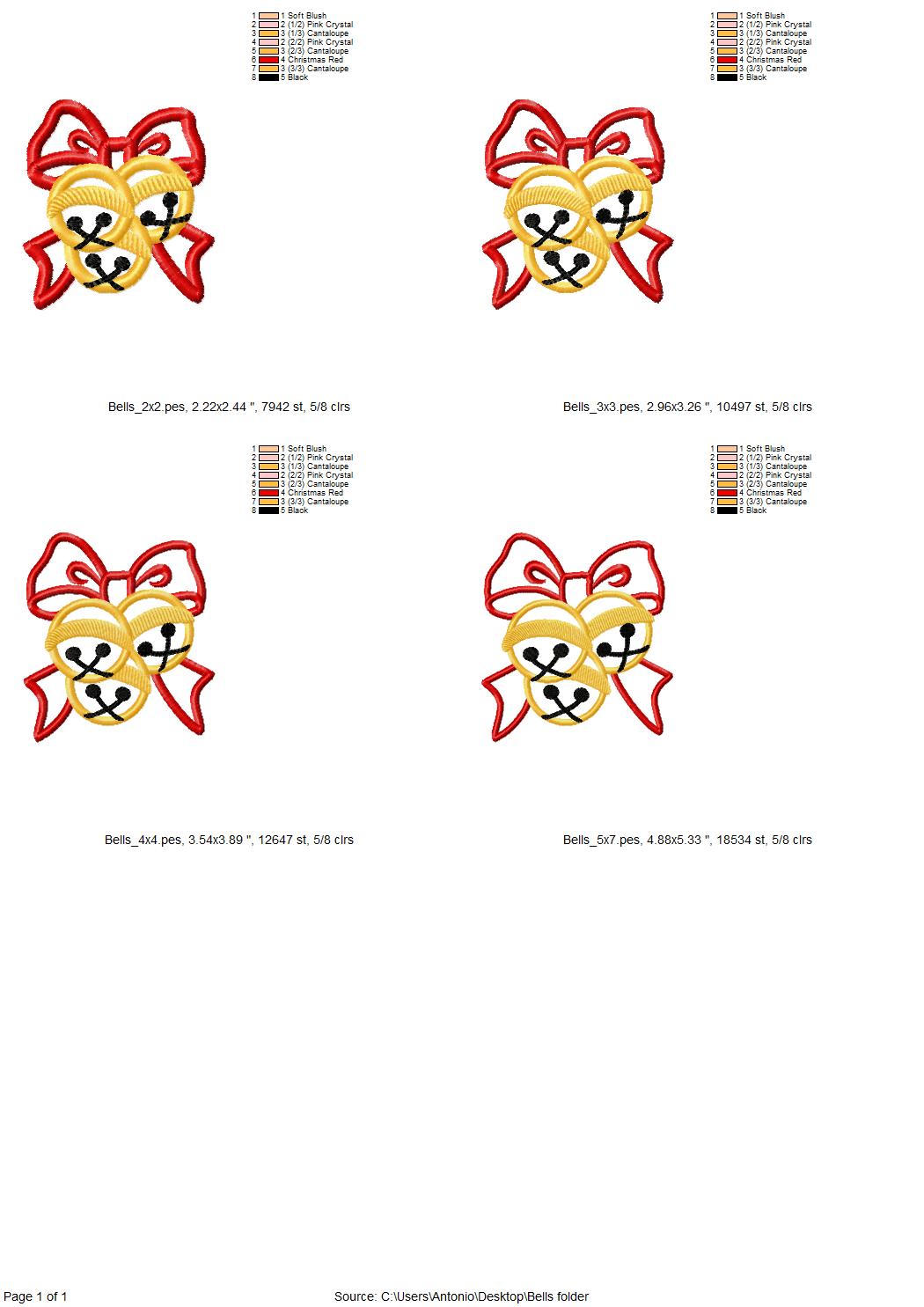 Gold Christmas Bells with Bow