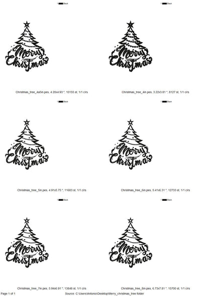 Merry Christmas Saying Tree Outline