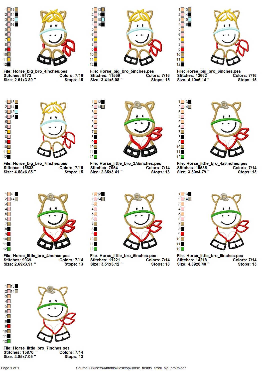 Cute Horse Applique Set of 2